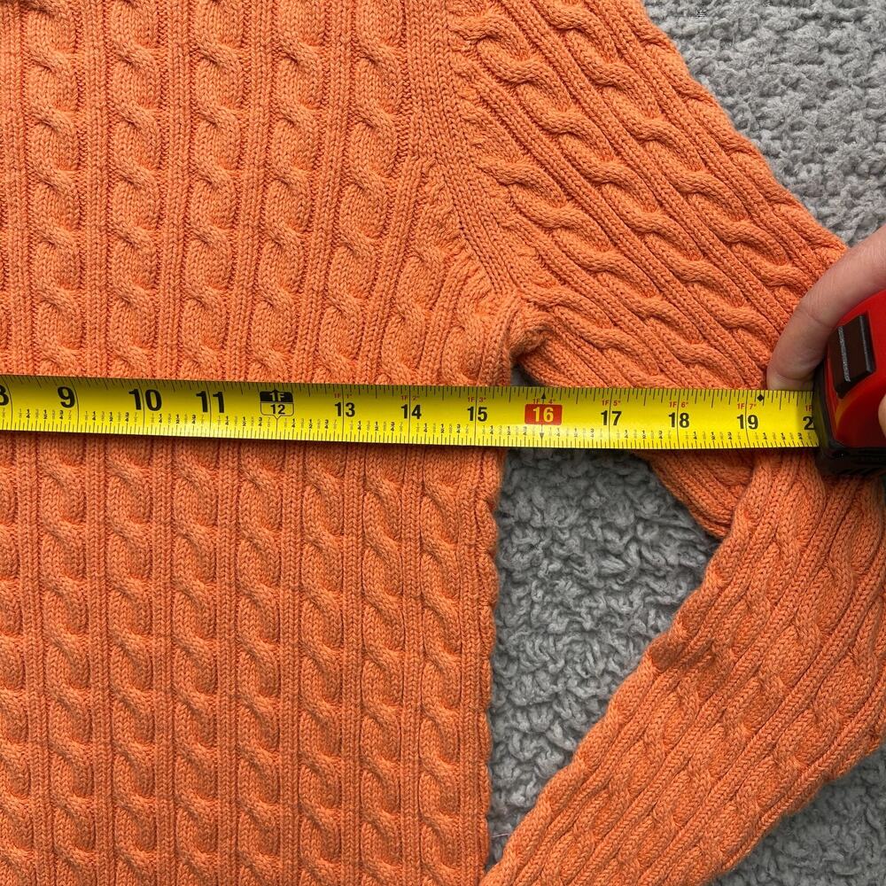 Duck Head Cable Knit Sweater Womens Medium Orange Crew Neck 100% Cotton - Picture 3 of 6